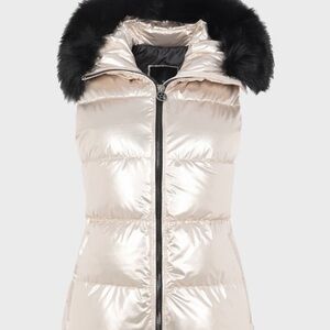 GORSKI Metallic Vest with Black Fur Trim